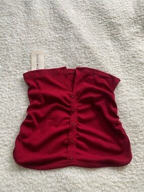 SHEIN NWT Small Red Ribbed Button-Front Tube Top Size S